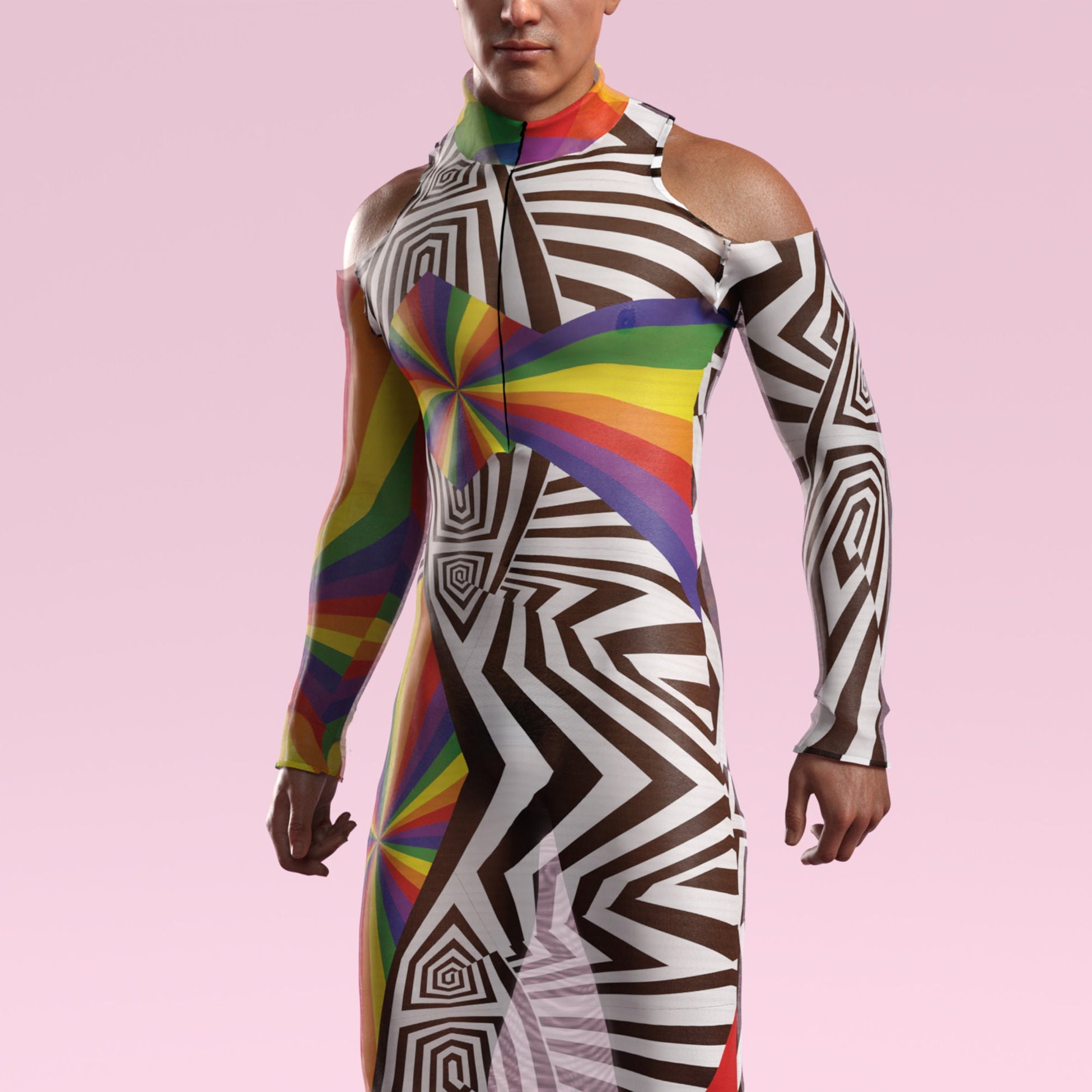 Extravaganza Mesh Male Bare Shoulder Dress 1