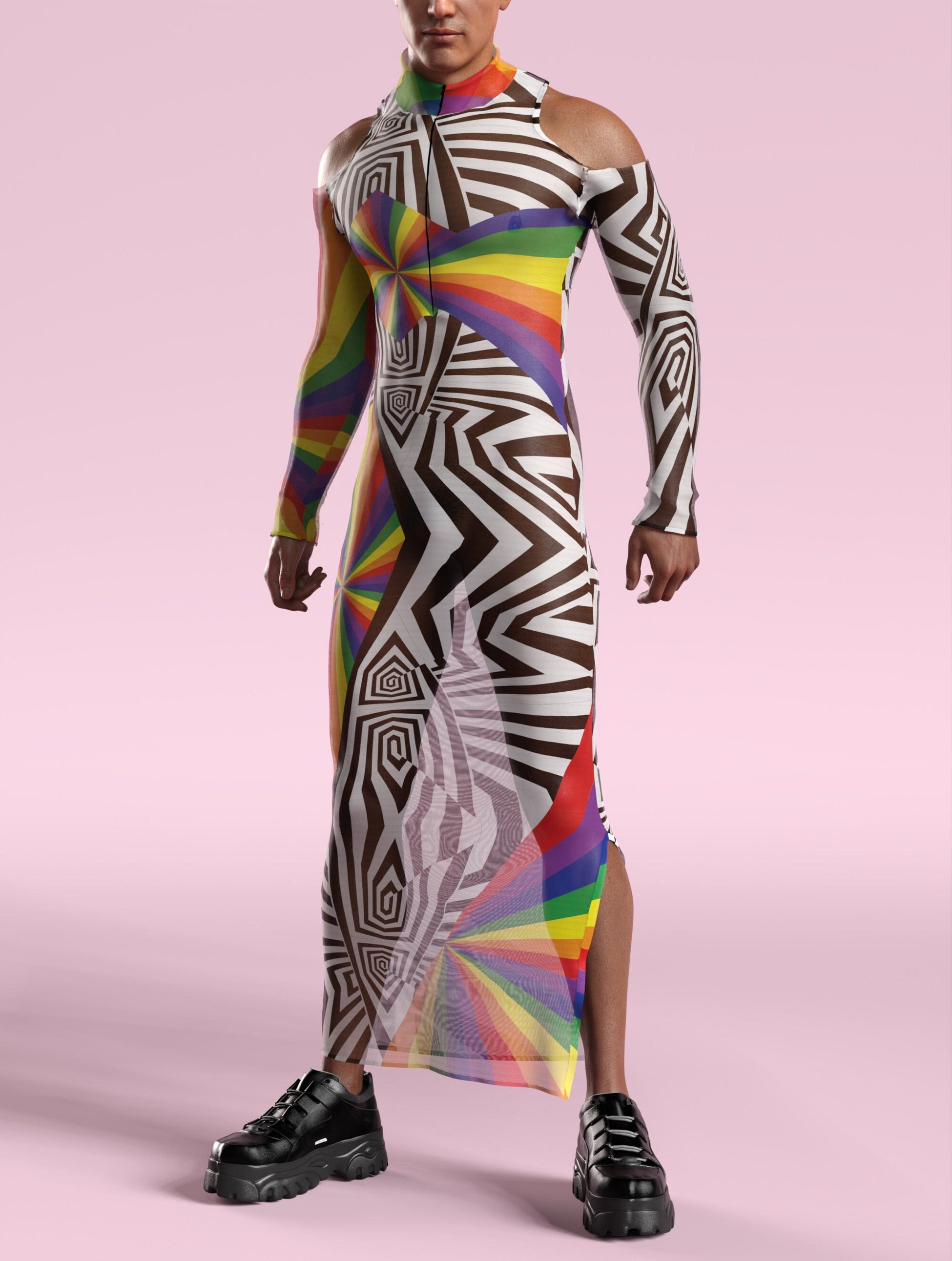 Extravaganza Mesh Male Bare Shoulder Dress 2