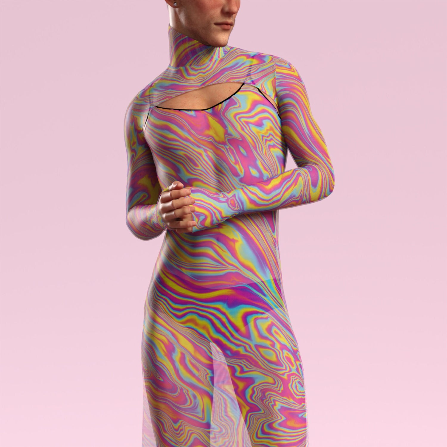 Electric Euphoria Mesh Male Shrug Dress 3