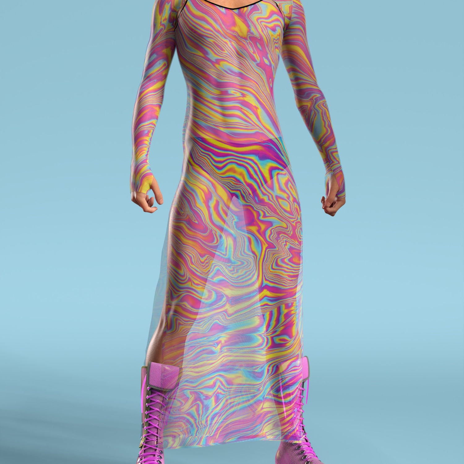 Electric Euphoria Mesh Male Shrug Dress Mesh