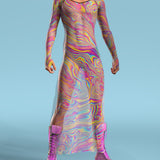 Electric Euphoria Mesh Male Shrug Dress