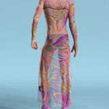 Electric Euphoria Mesh Male Shrug Dress