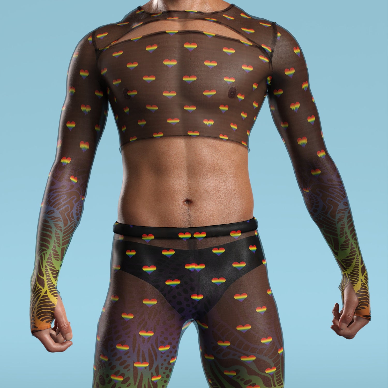 Men Blurred Lines Male Mesh Wings
