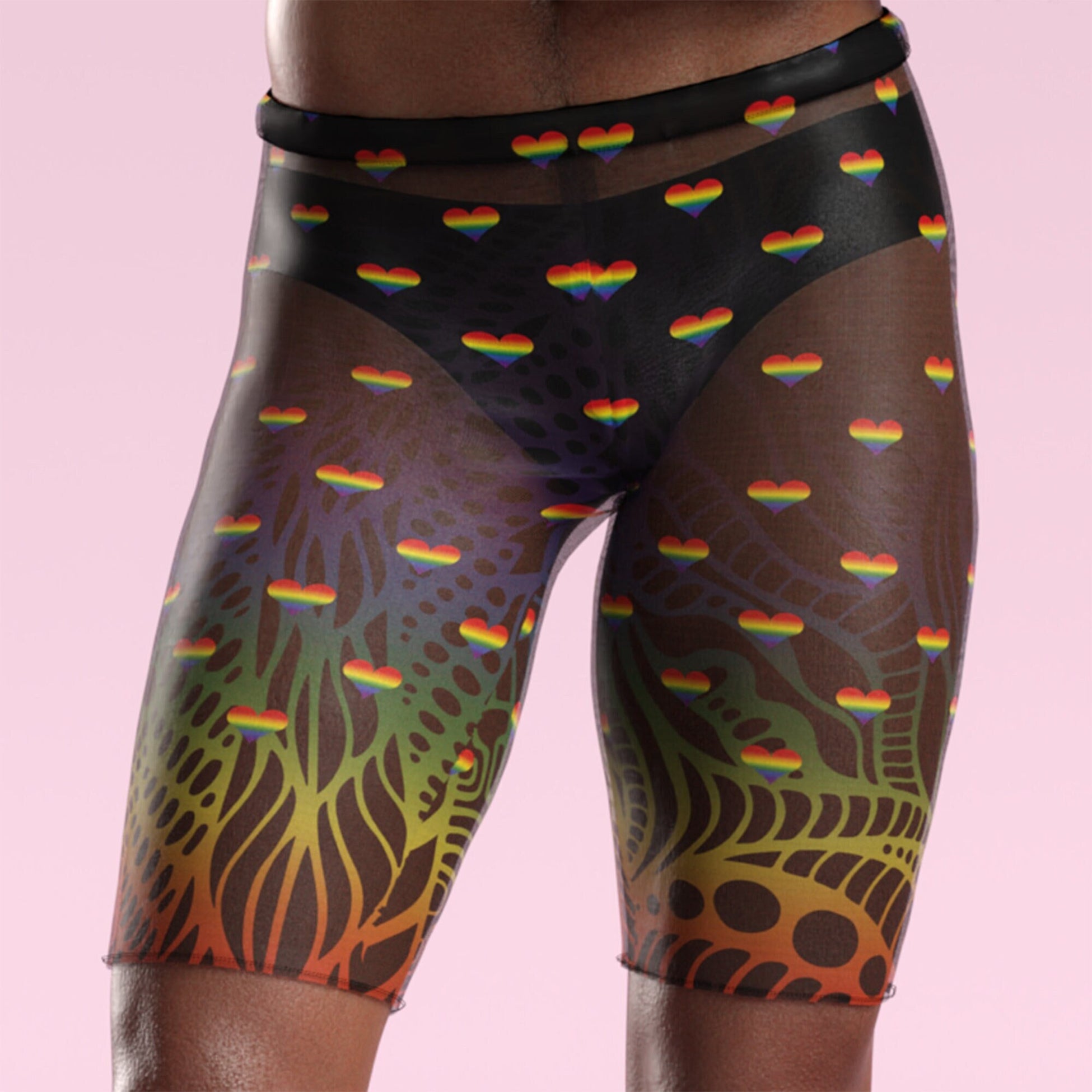 Blurred Lines Mesh Male Biker Shorts 2