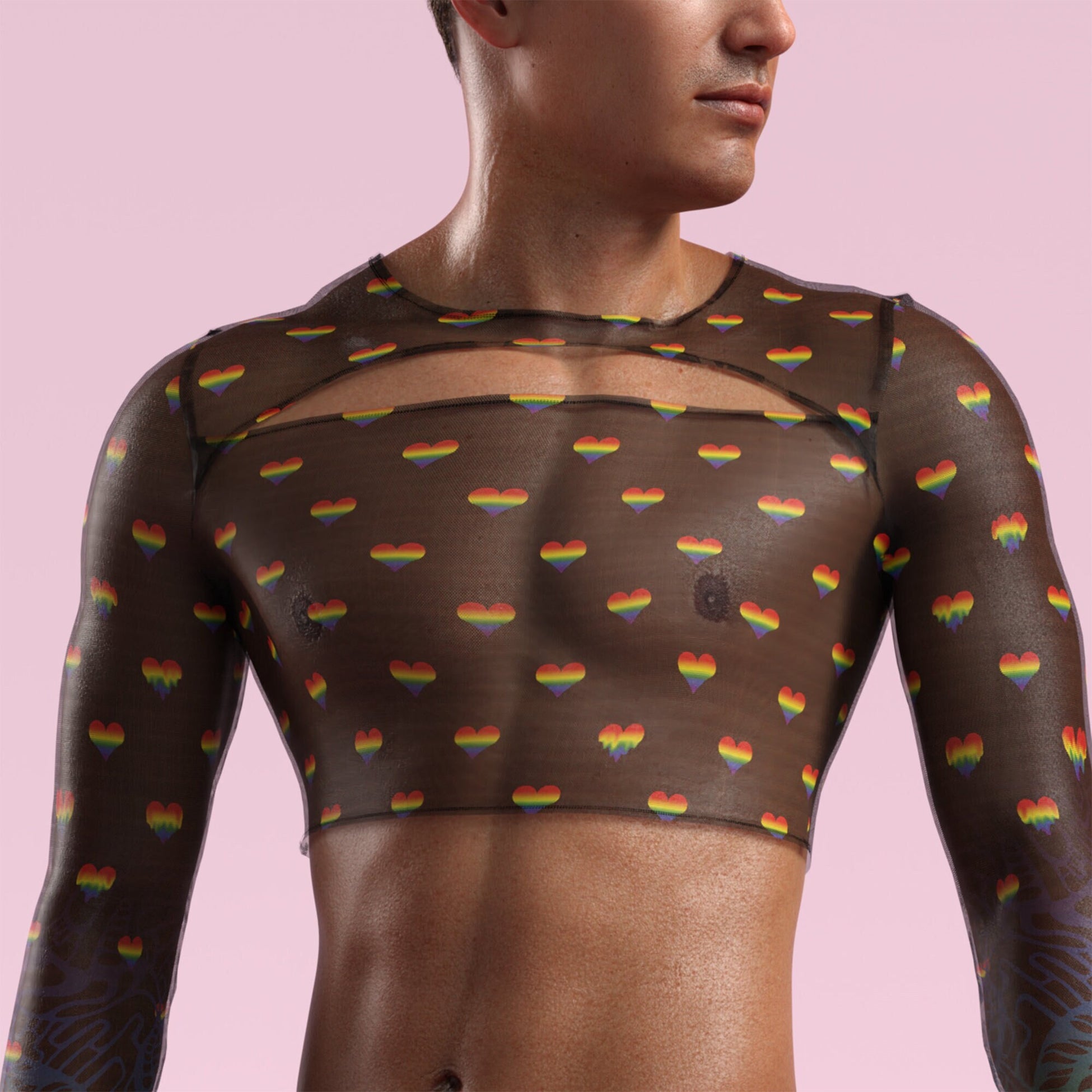 Blurred Lines Mesh Male Cutout Top 2