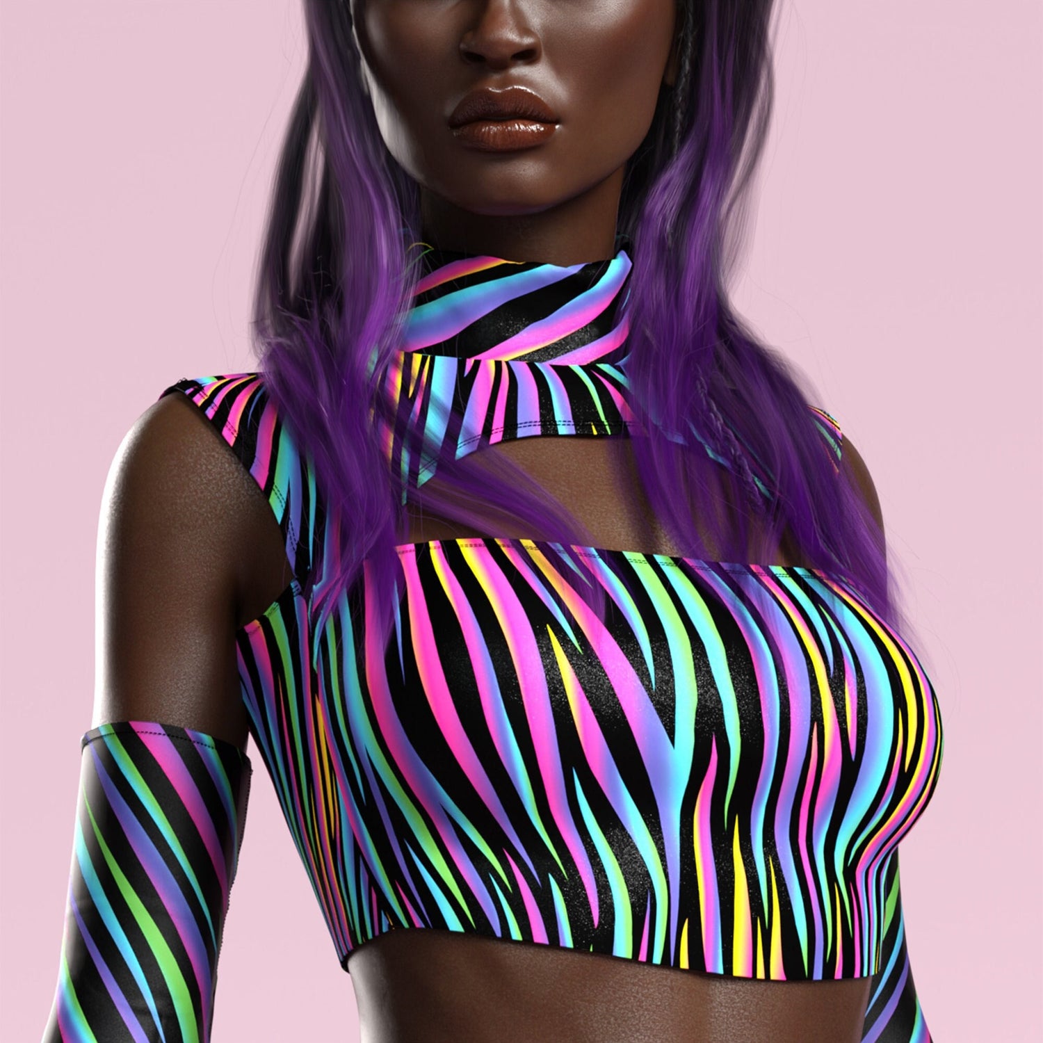 Chroma Carnival Cutout Rave Top Rainbow