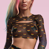 Blurred Lines Mesh Cutout Rave Top