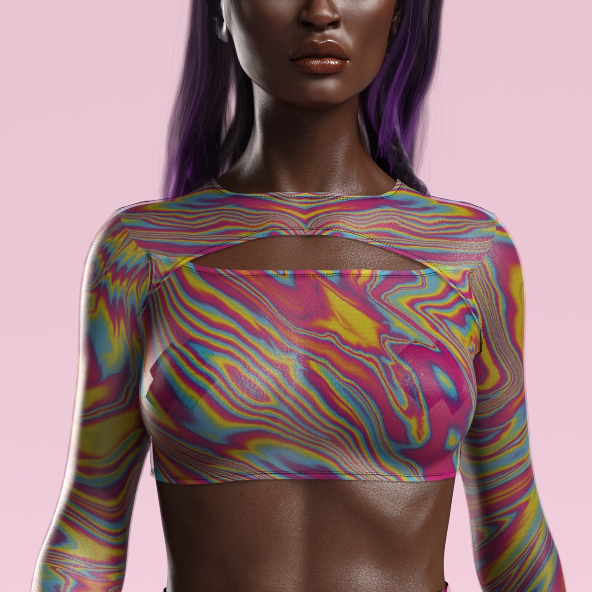Electric Euphoria Mesh Cutout Rave Top 2