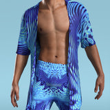 Agresly Blue Male Rave Shorts