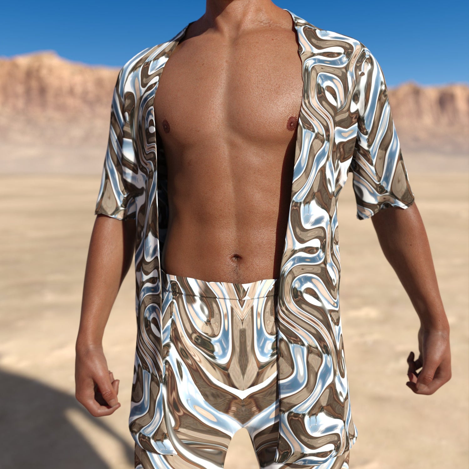 Mecha Vortex Male Rave Shorts