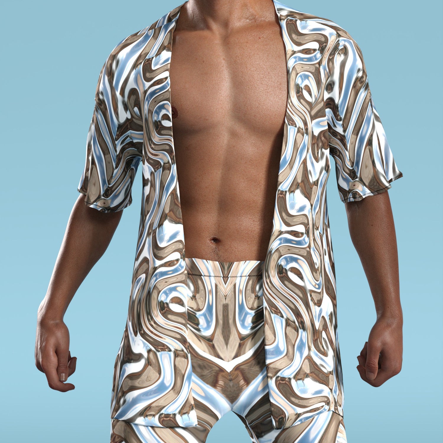 Men Mecha Vortex Male Rave Shorts