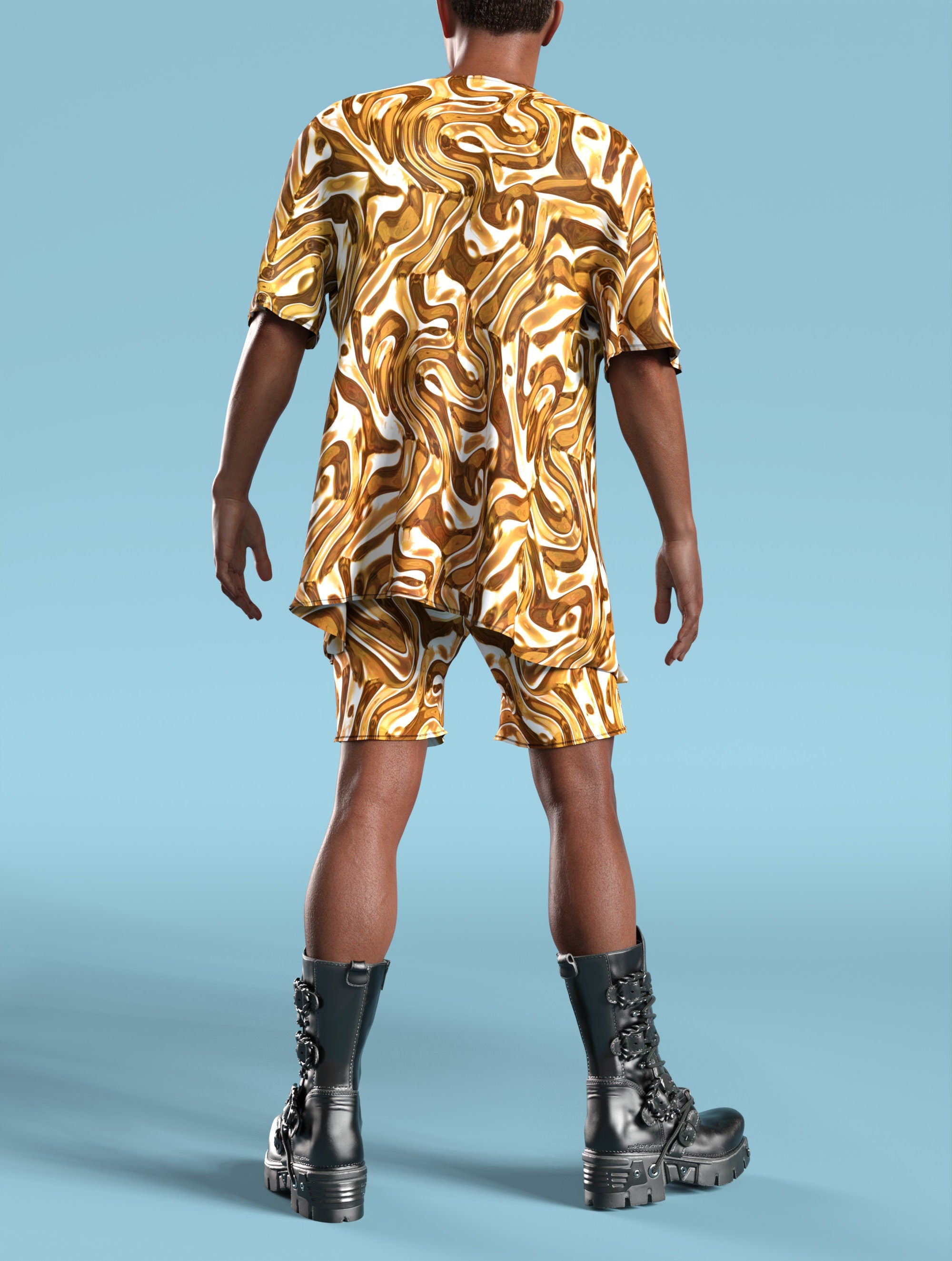 Mecha Vortex Gold Male Half Robe 4