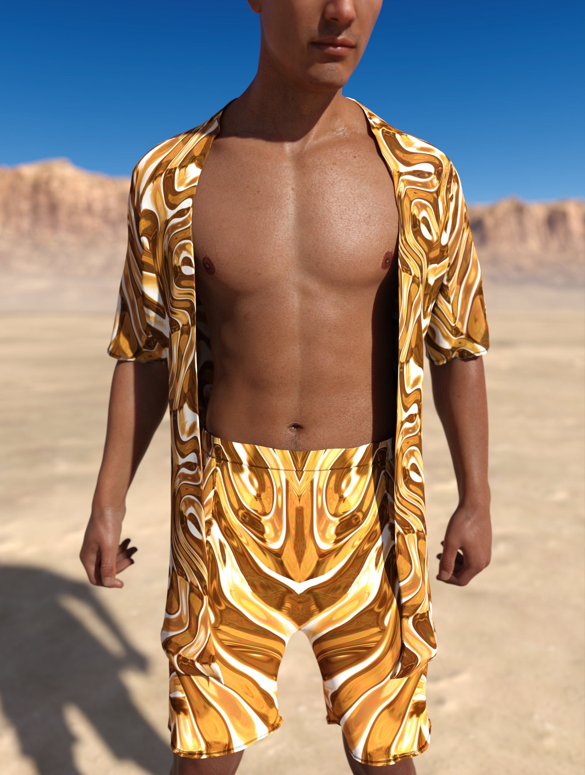 Mecha Vortex Gold Male Half Robe 1