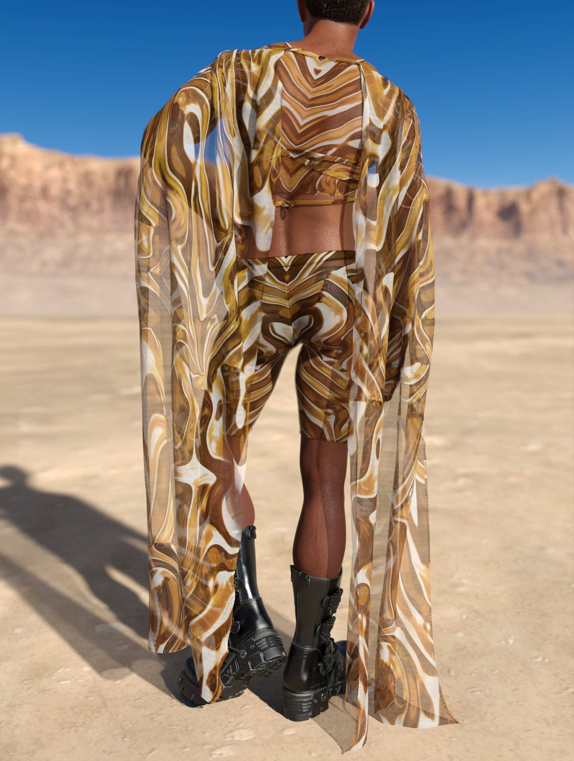 Mecha Vortex Gold Male Mesh Wings 1