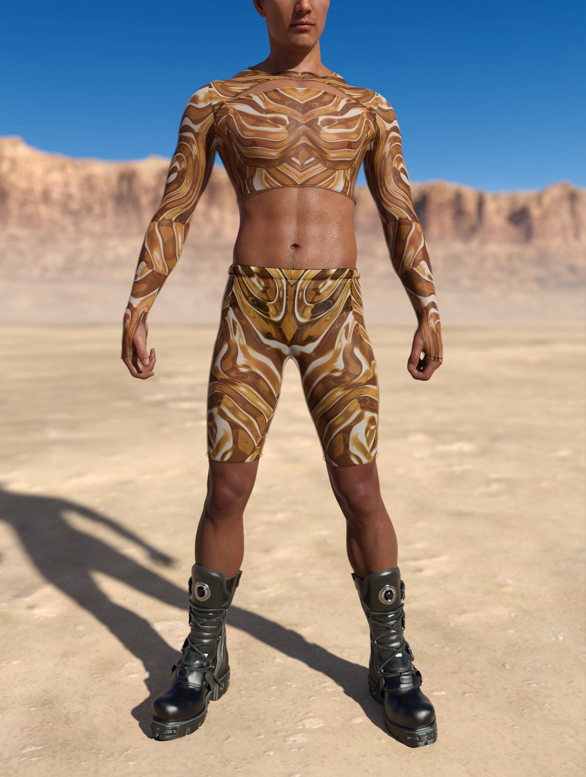 Mecha Vortex Gold Mesh Male Biker Shorts 2
