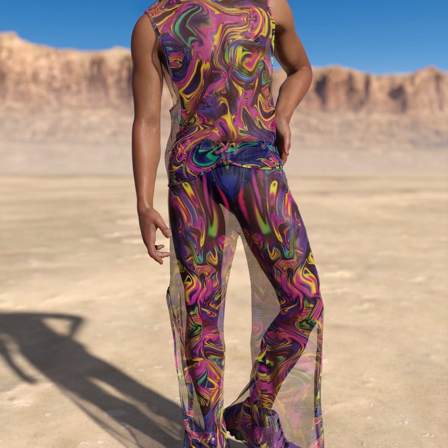Hedonism Mesh Male Split Pants Purple