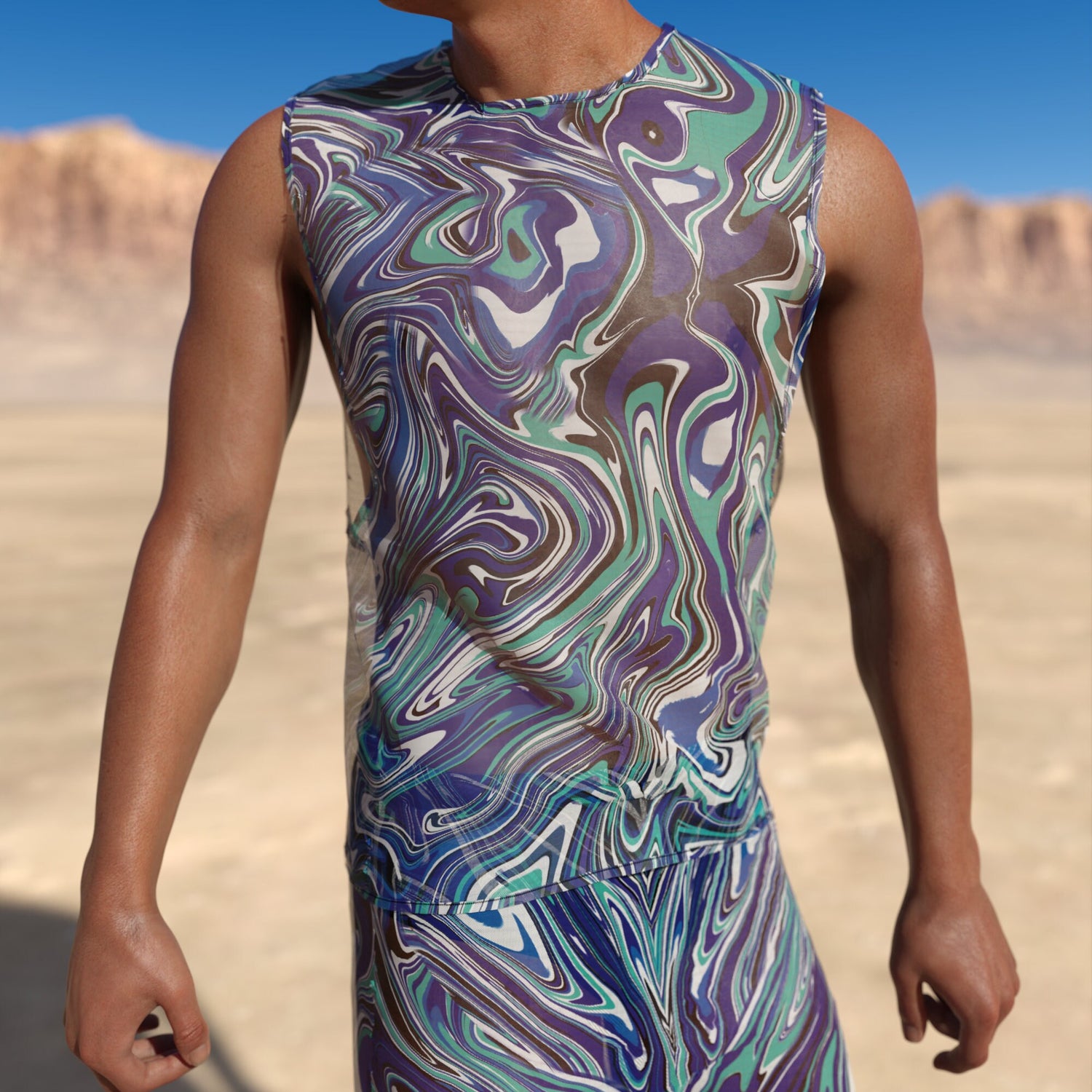 Painted Joy Mesh Male Split Pants