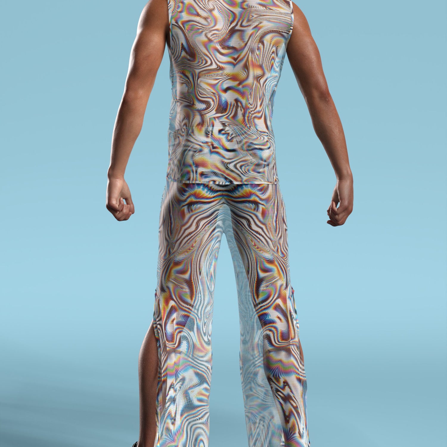 Psy Haze Mesh Male Split Pants Mesh