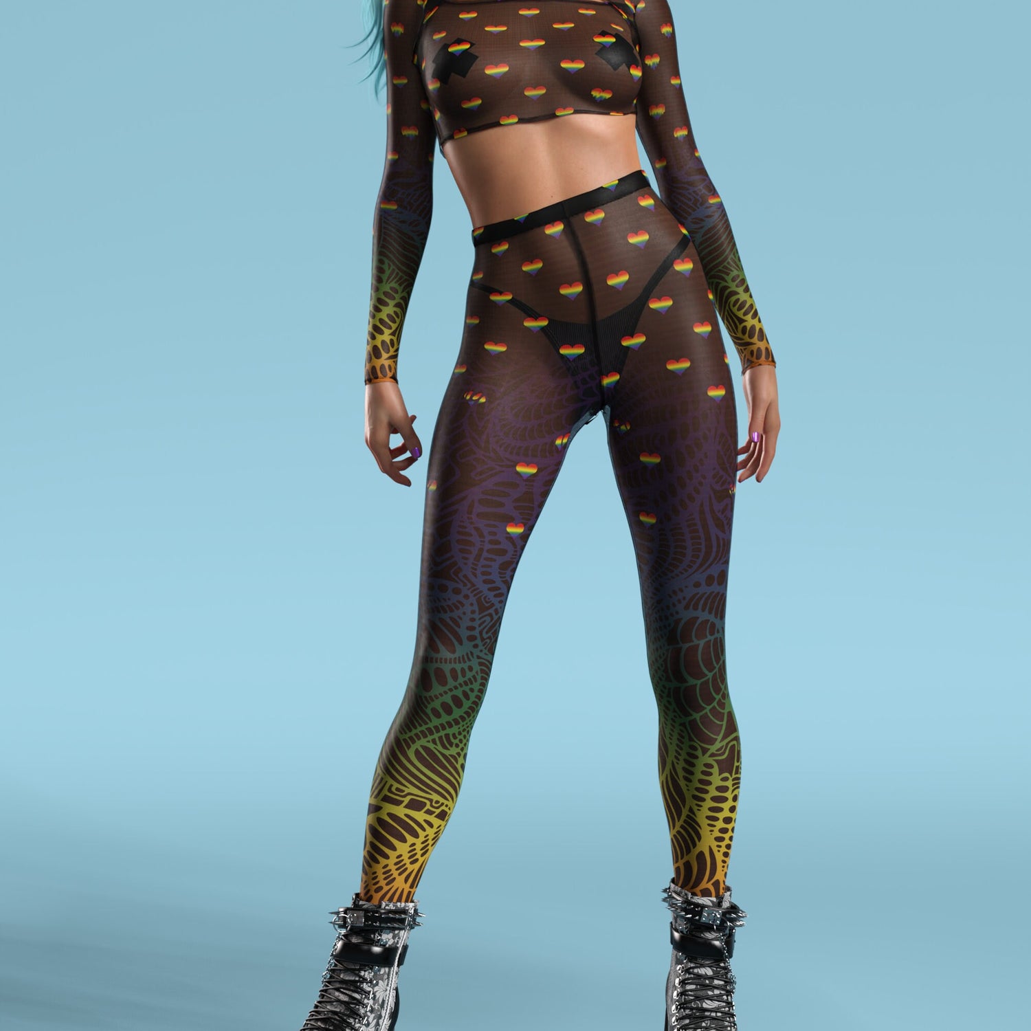 Blurred Lines Mesh Cutout Rave Top Mesh