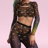 Blurred Lines Mesh Cutout Rave Top