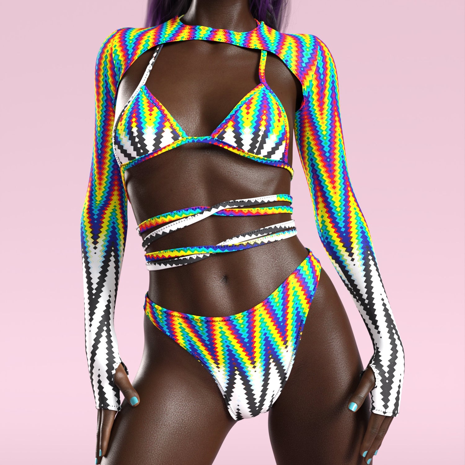 Pyramis Lux Mesh Duster Skirt Rainbow