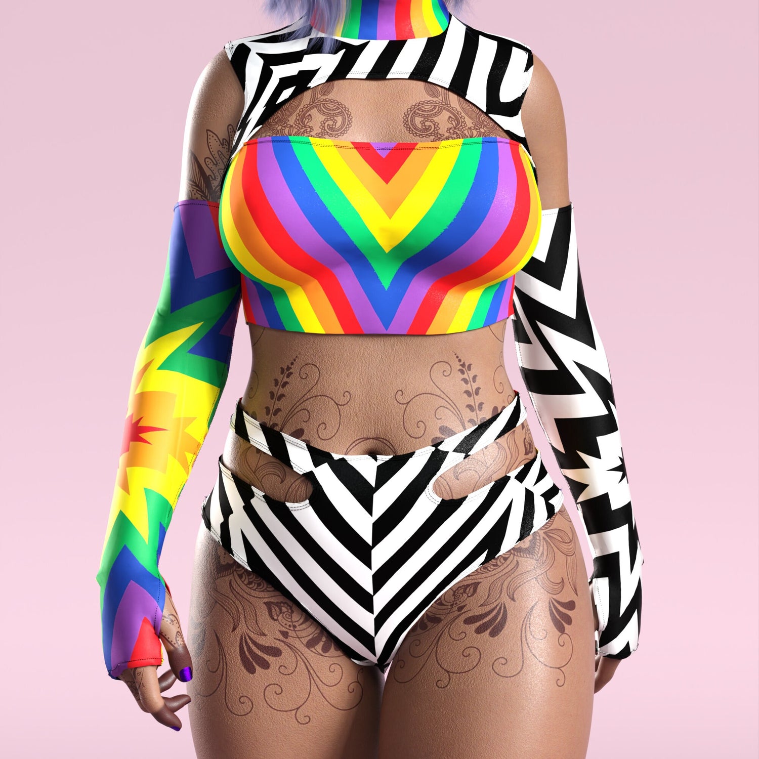 Dazzle Delight Cutout Rave Shorts Lycra