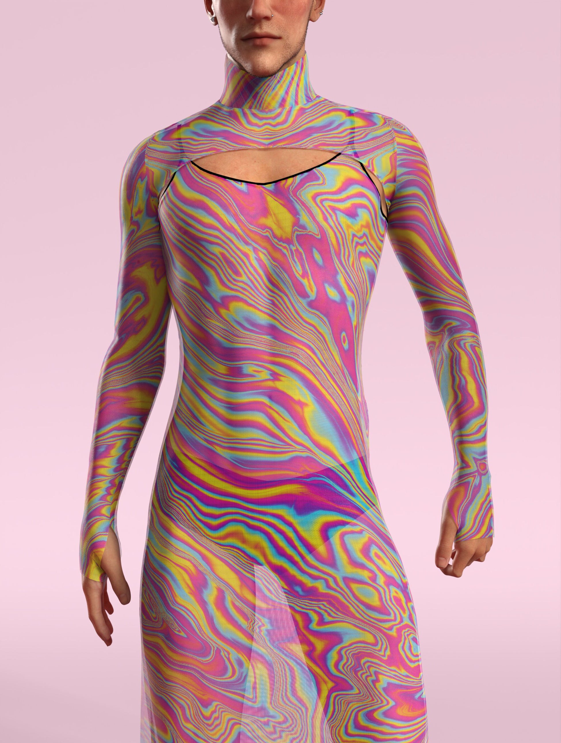Electric Euphoria Mesh Male Shrug Dress 1