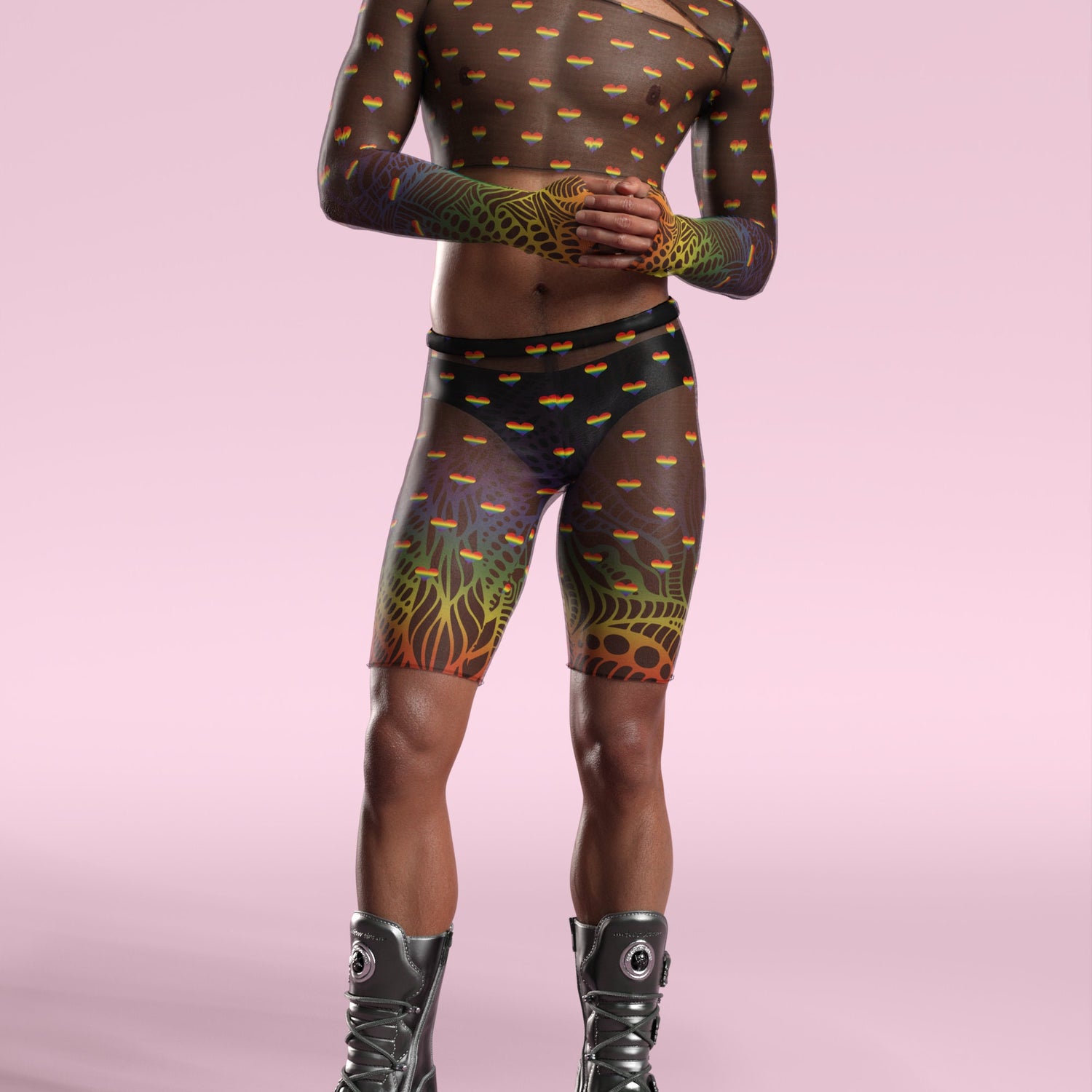Blurred Lines Male Mesh Wings Rainbow