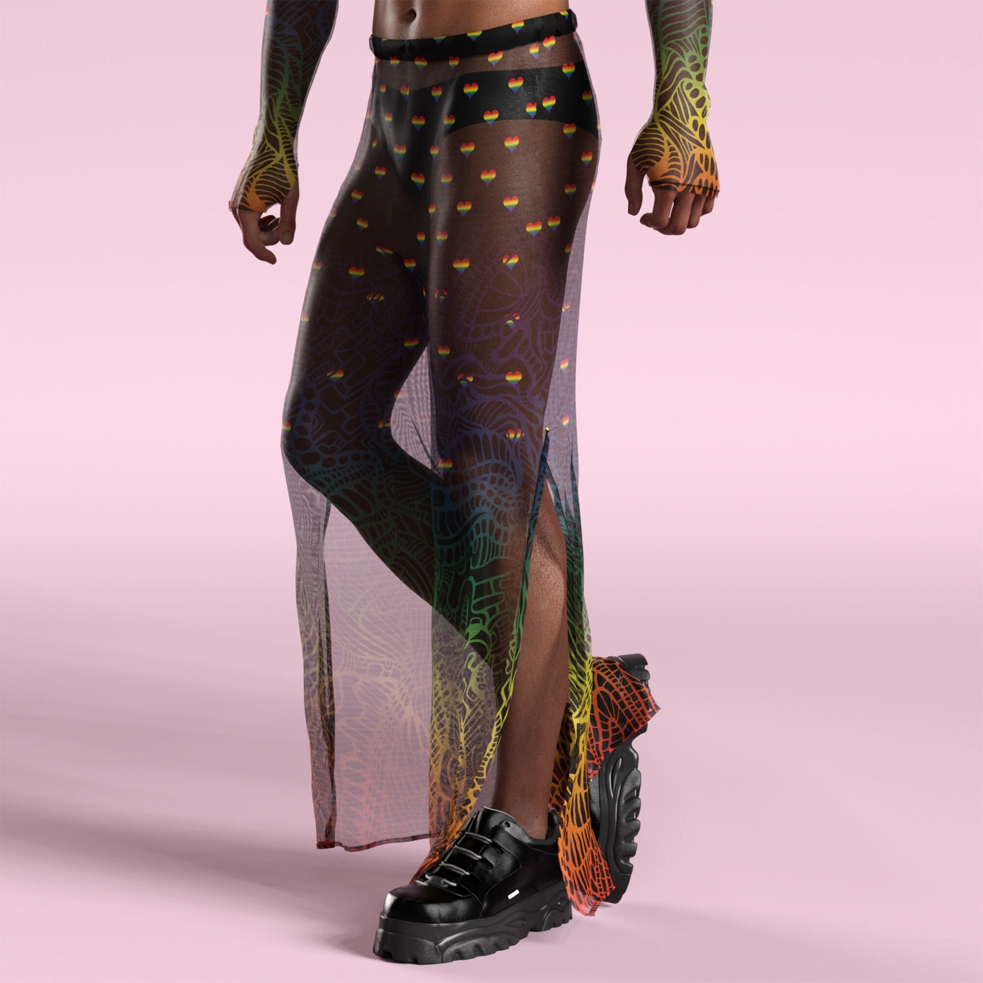 Blurred Lines Mesh Male Split Pants 2
