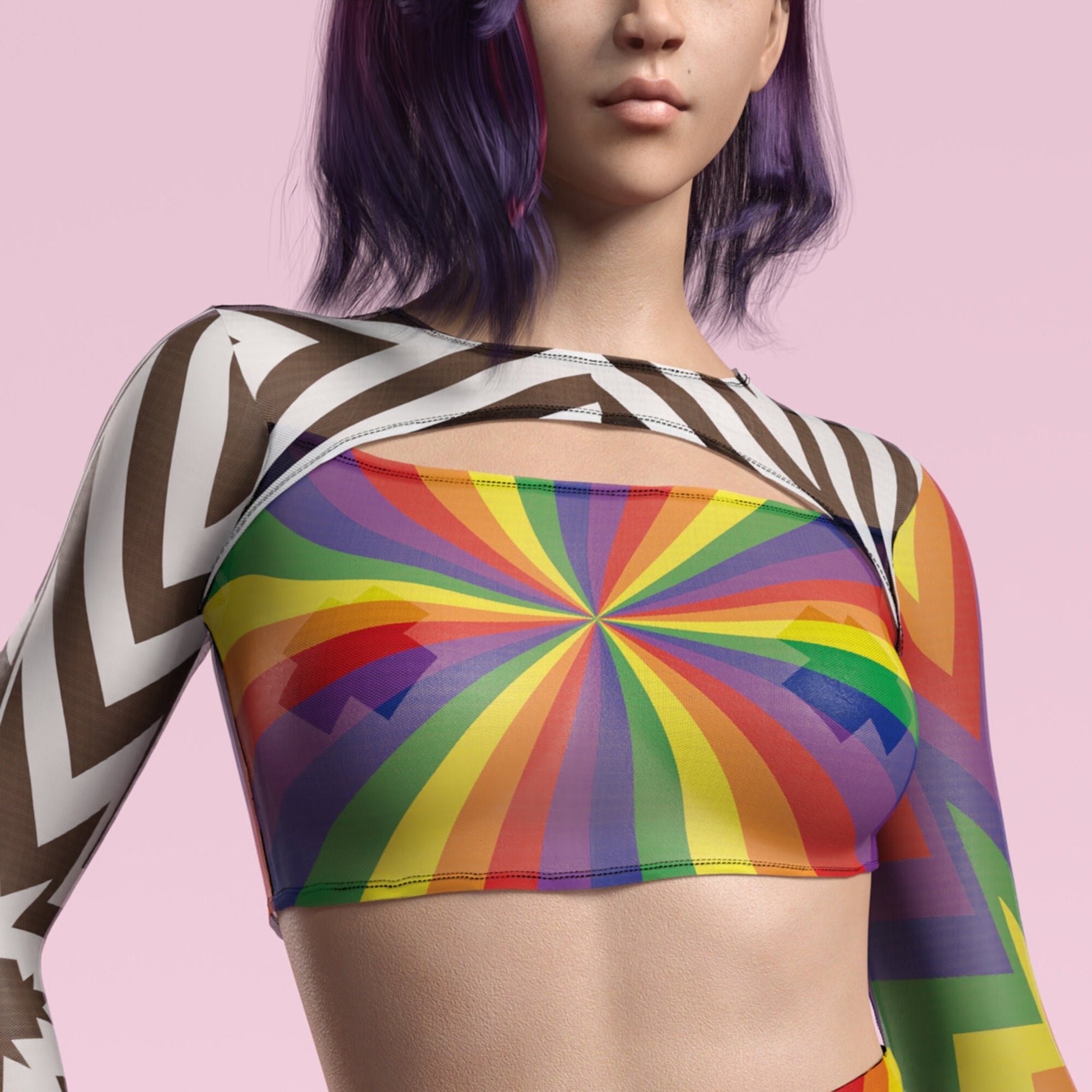 Dazzle Delight Mesh Cutout Rave Top 2