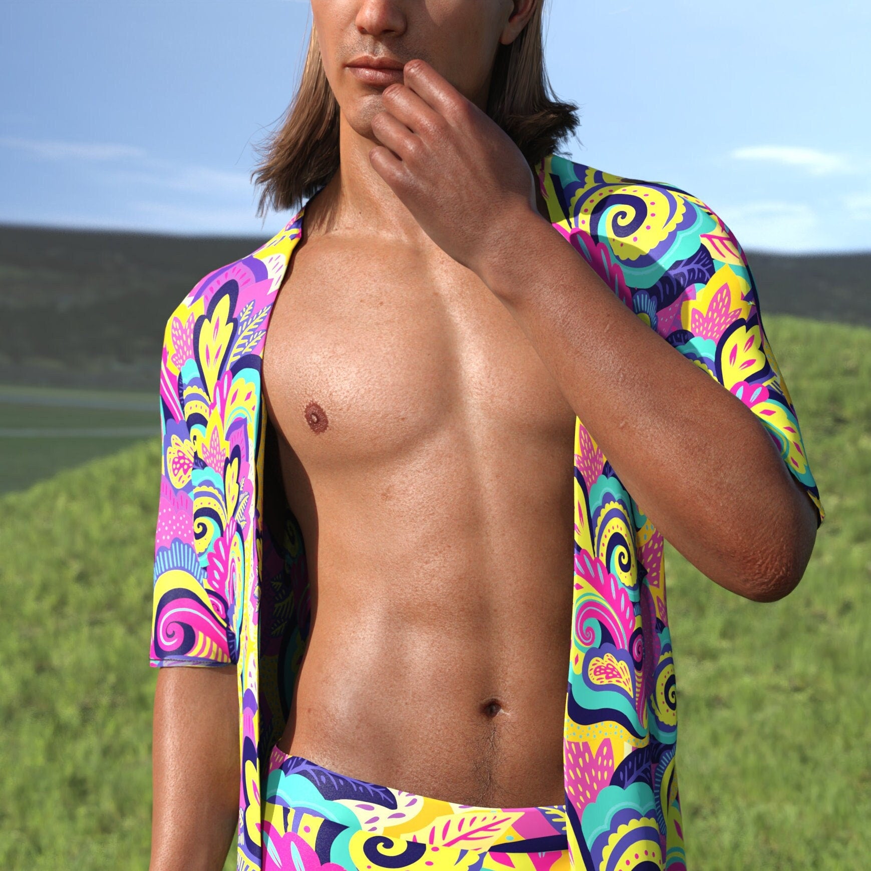 Summer Blossom Male Half Robe 2