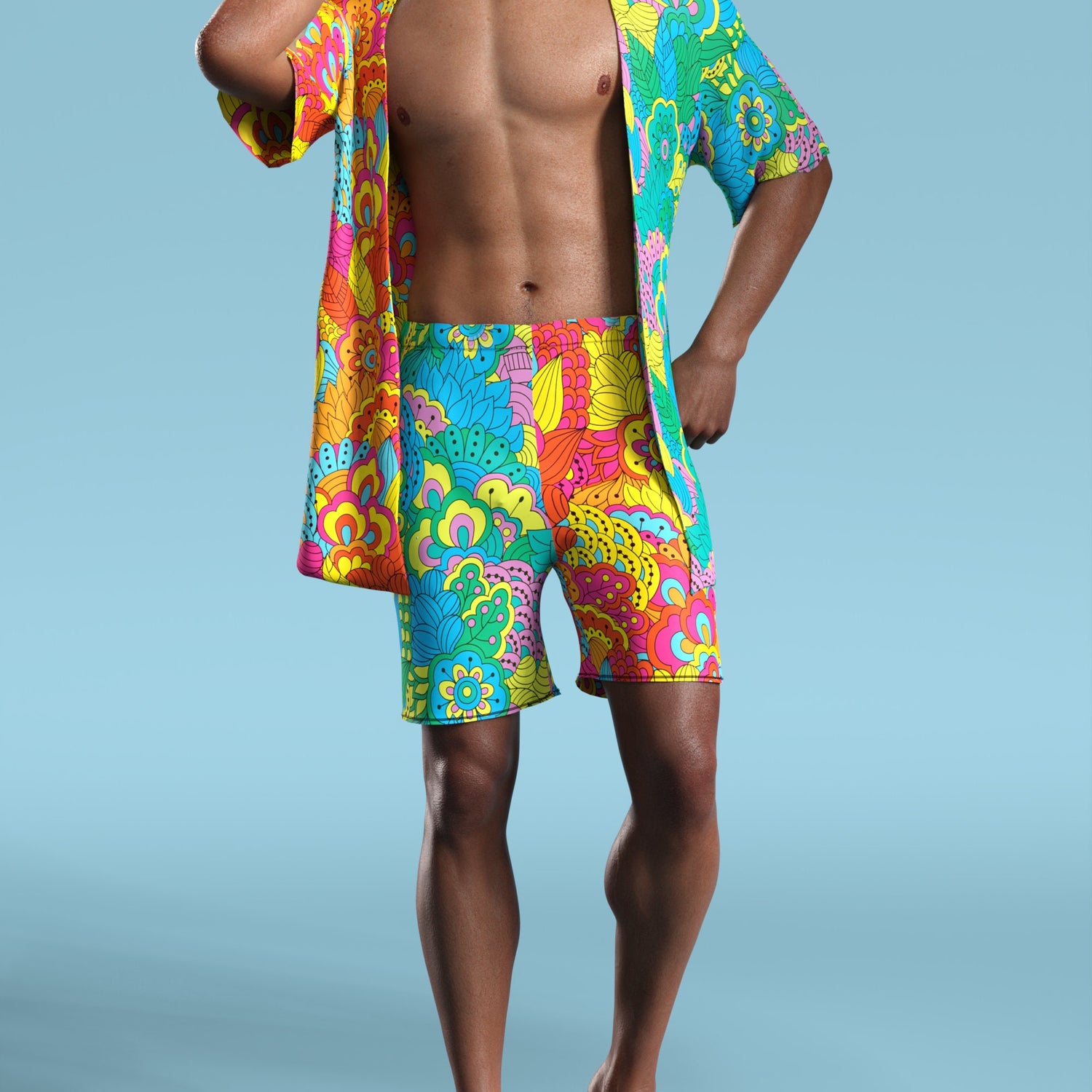 Men Nature's Wonder Male Half Robe Set