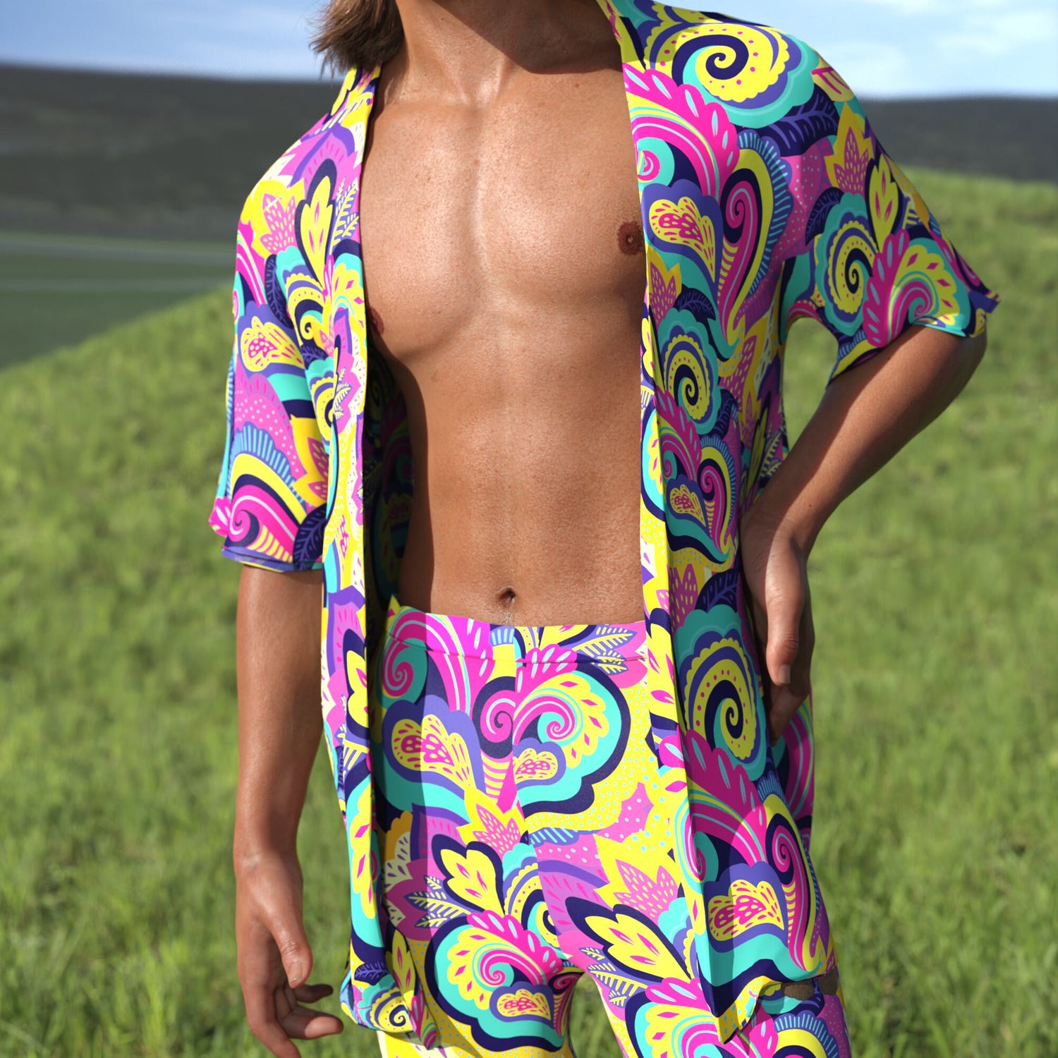 Summer Blossom Male Half Robe Set
