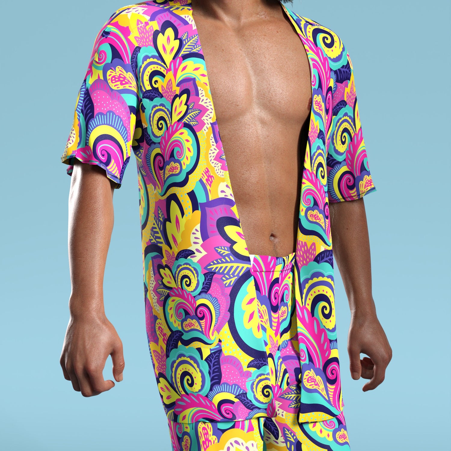Summer Blossom Male Half Robe Set Lycra