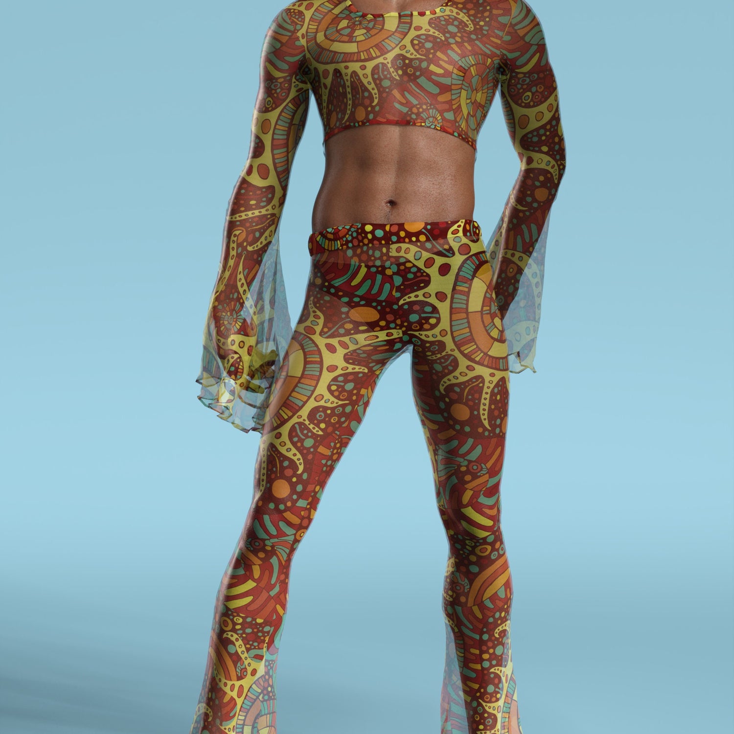 Men Panajay Mesh Male Flared Pants