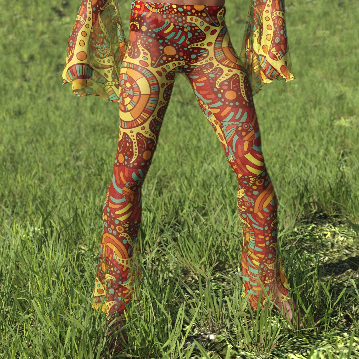 Panajay Mesh Male Flared Pants Yellow