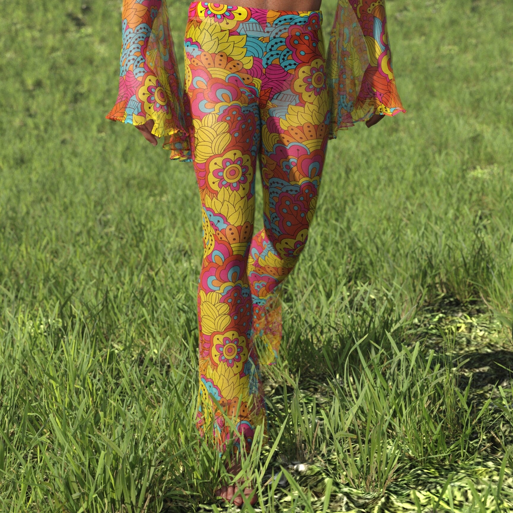 Nature's Wonder Mesh Male Flared Pants 2
