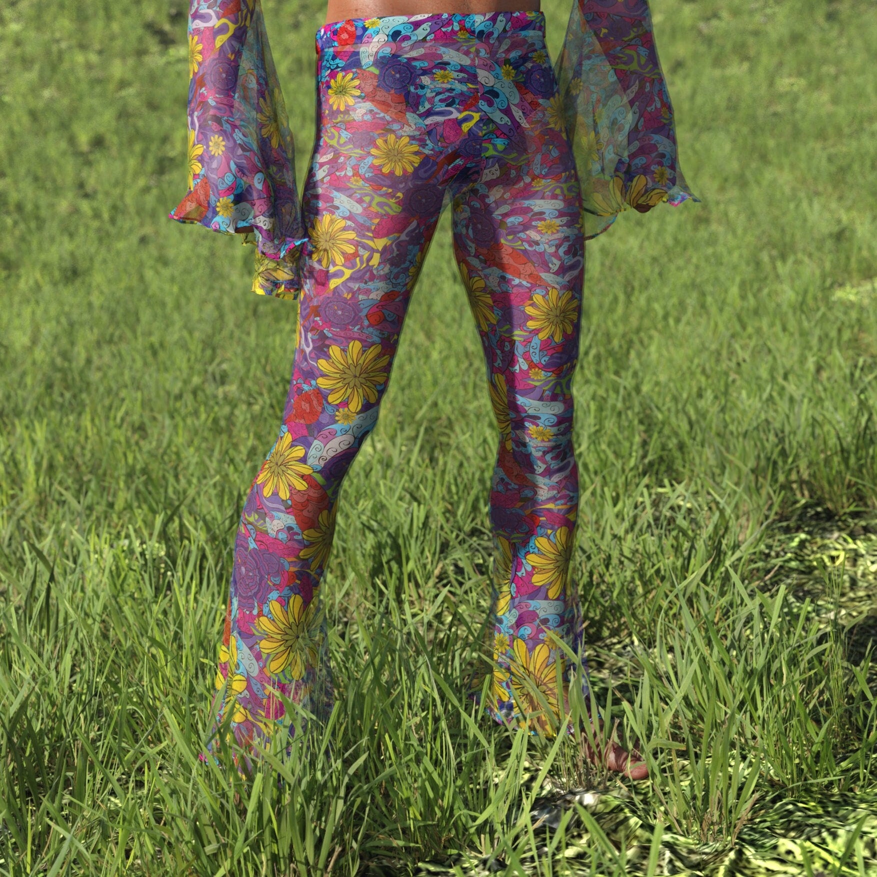 Moonblossom Mesh Male Flared Pants 2