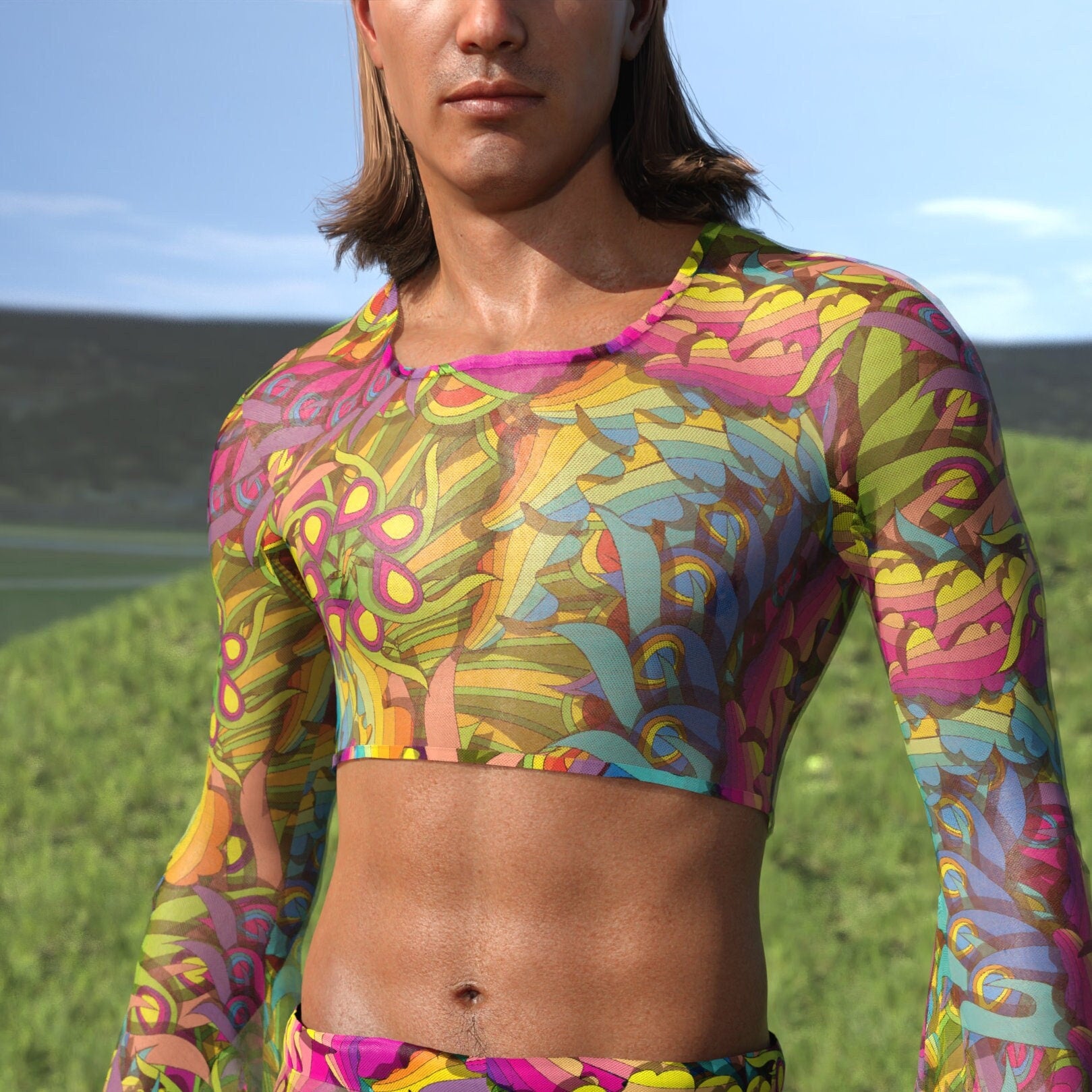 Ethereal Senses Mesh Male Bell Sleeve Top 2