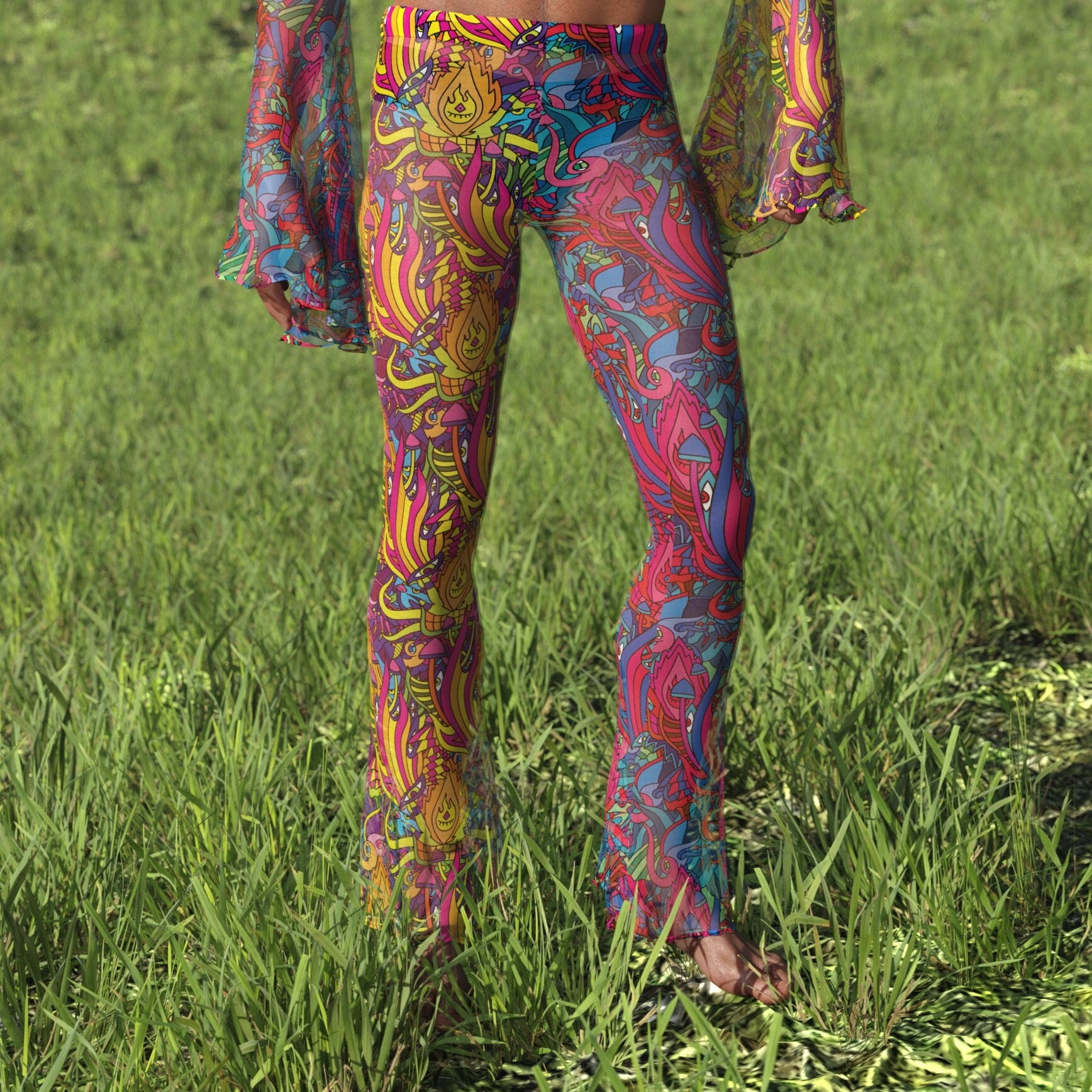 Drememi's Realm Mesh Male Flared Pants 2
