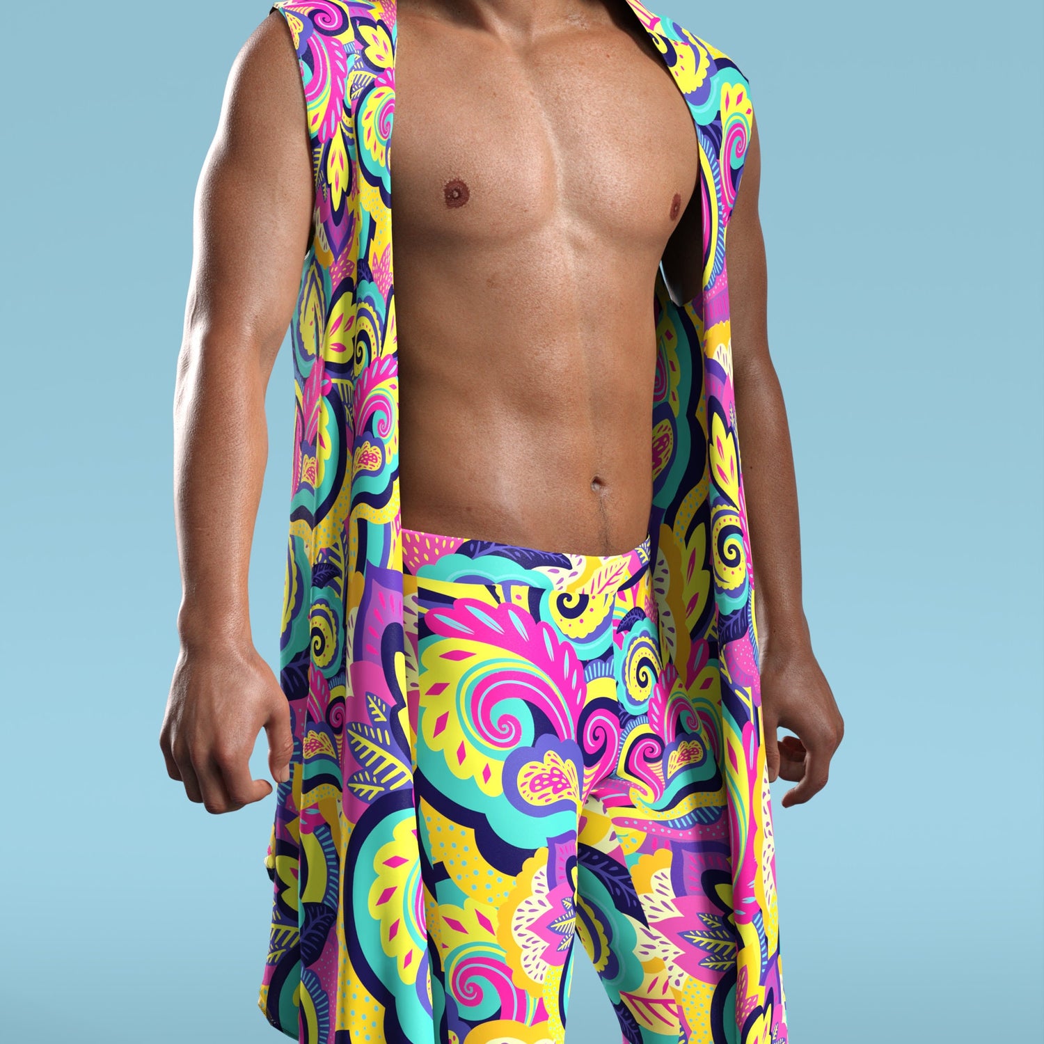 Men Summer Blossom Male Flared Pants