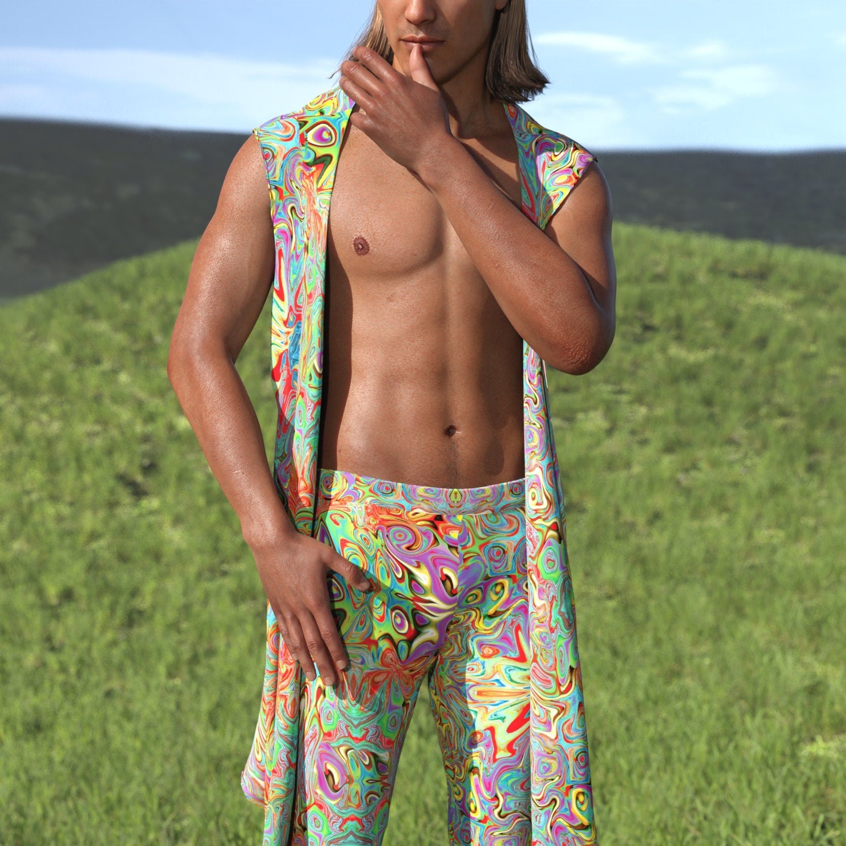 Setaya Land Male Vest Bell Bottom Set 2