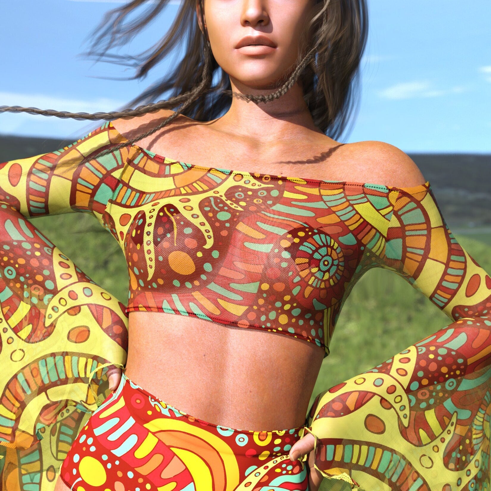 Panajay Mesh Off Shoulder Top 2
