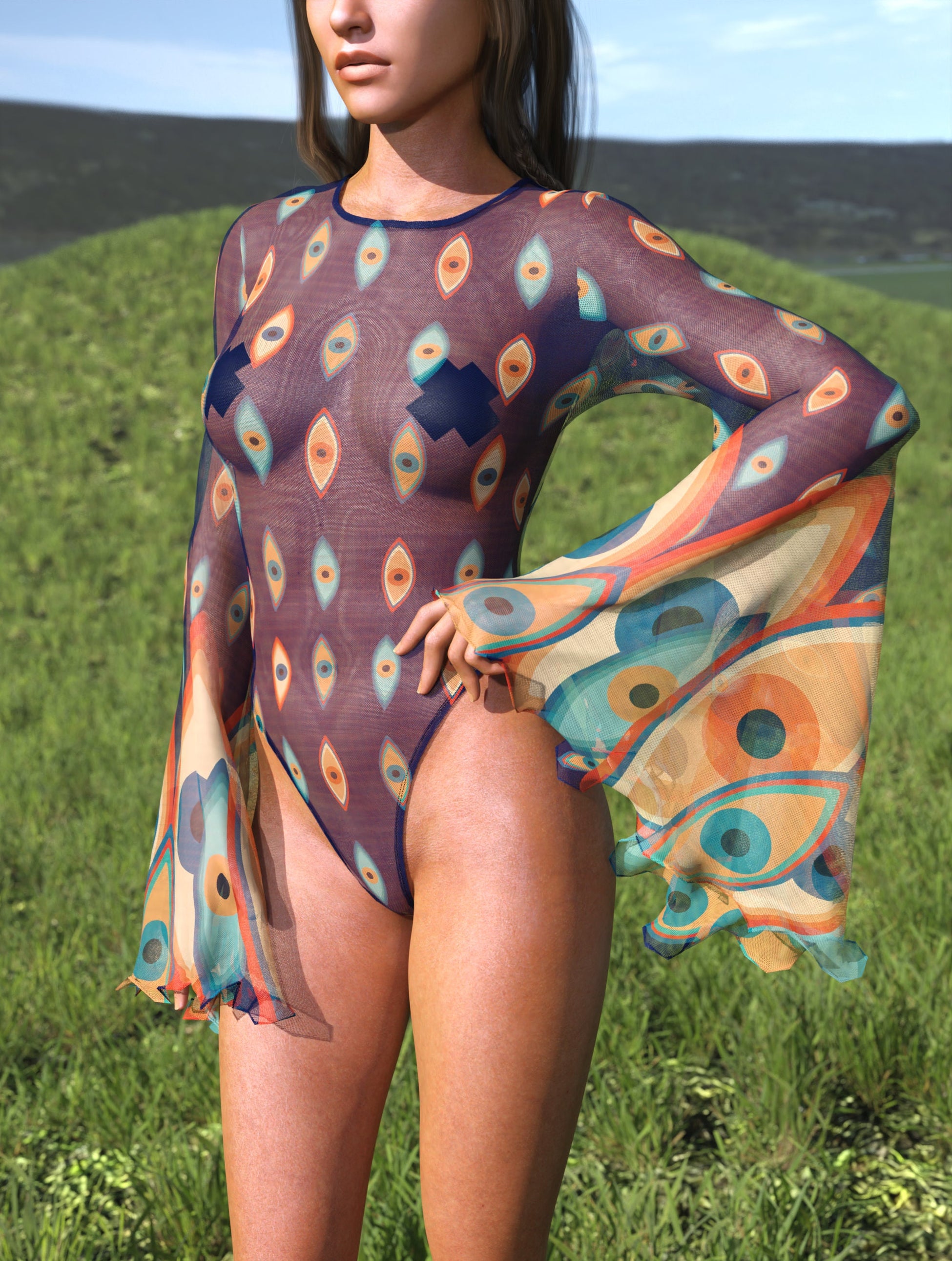 Hypnotic Resonance Mesh Bare Back Leotard 1