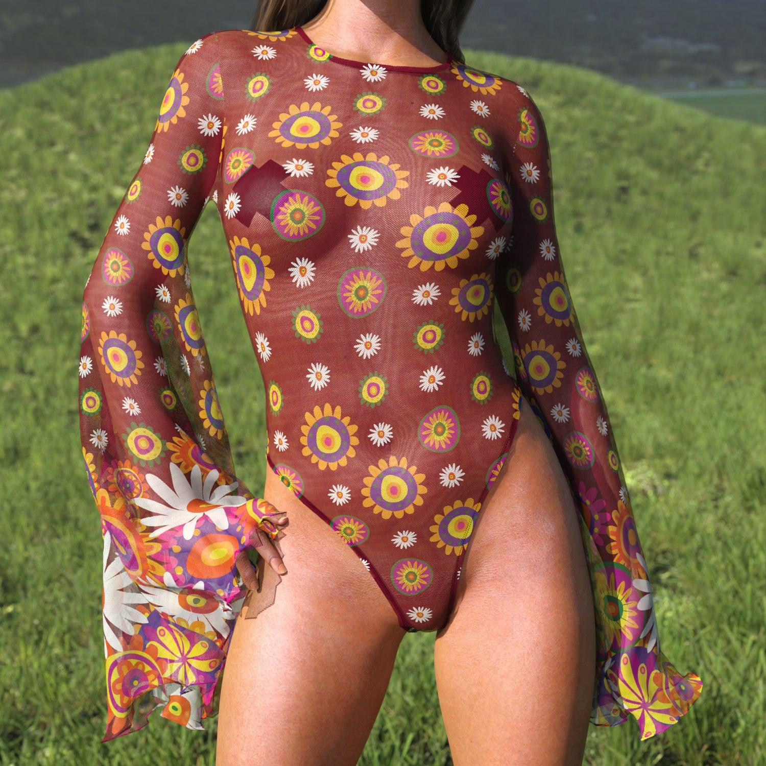 Petals Of Enchantment Mesh Bare Back Leotard