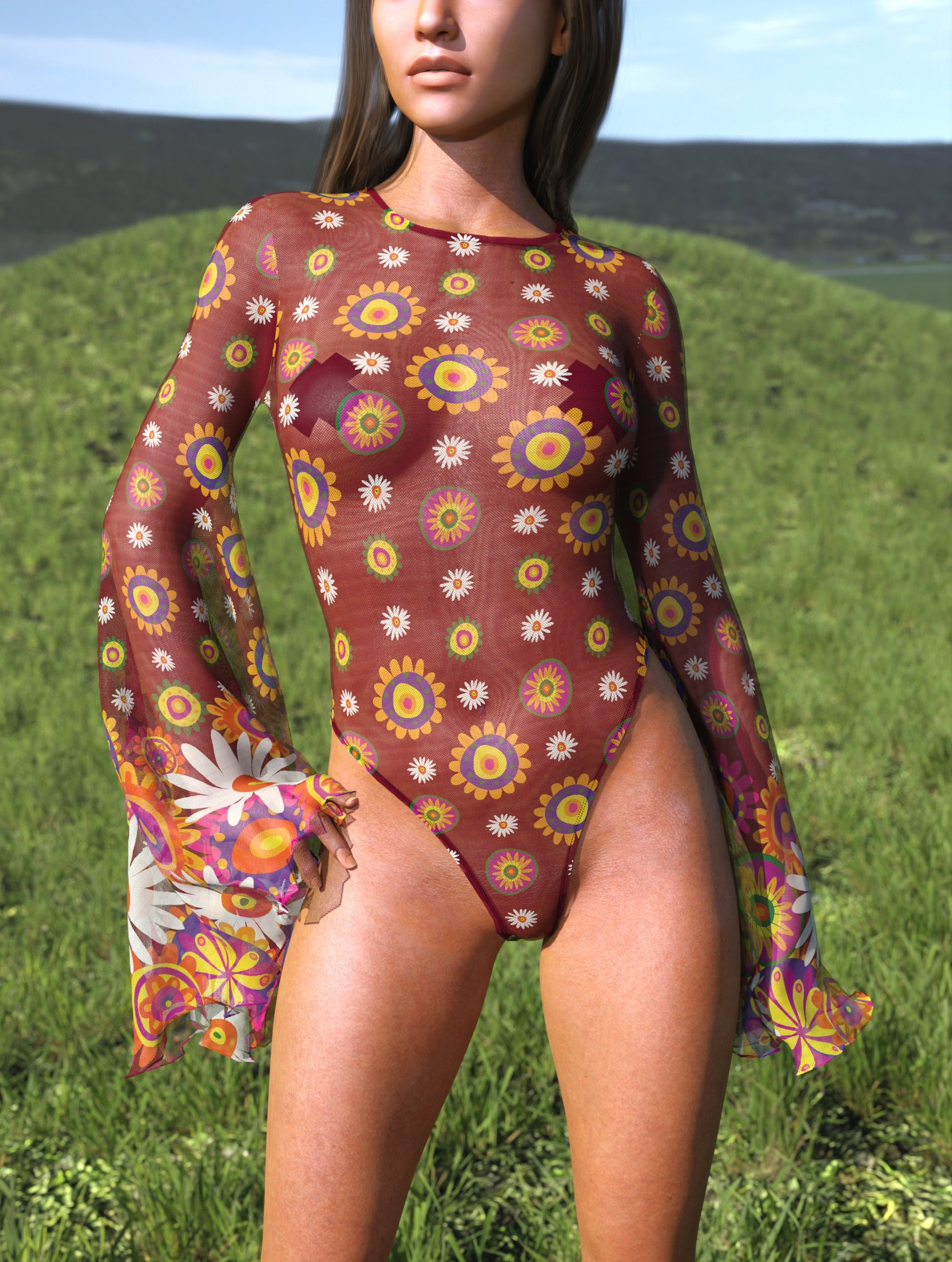 Petals Of Enchantment Mesh Bare Back Leotard 1