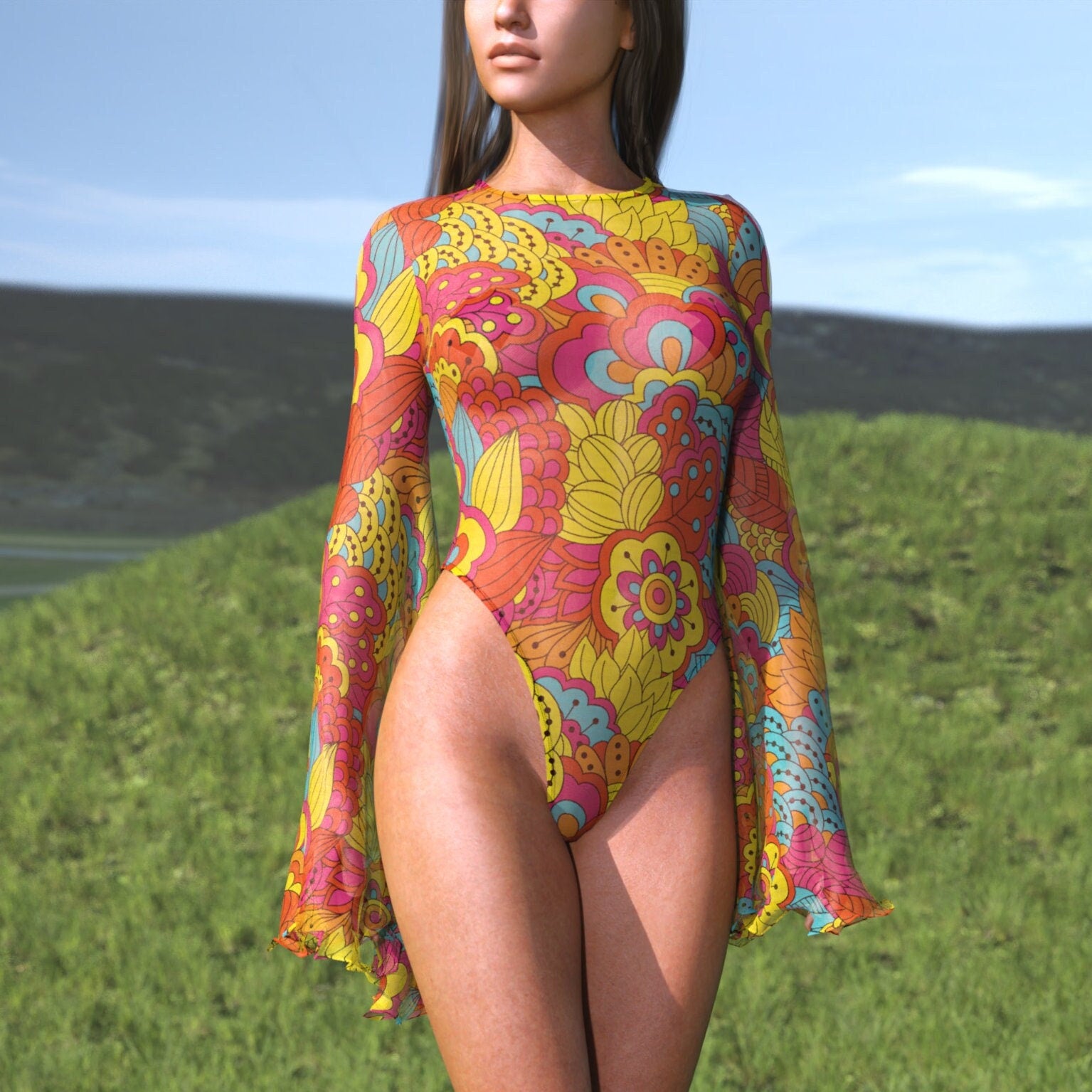Nature's Wonder Mesh Bare Back Leotard 2