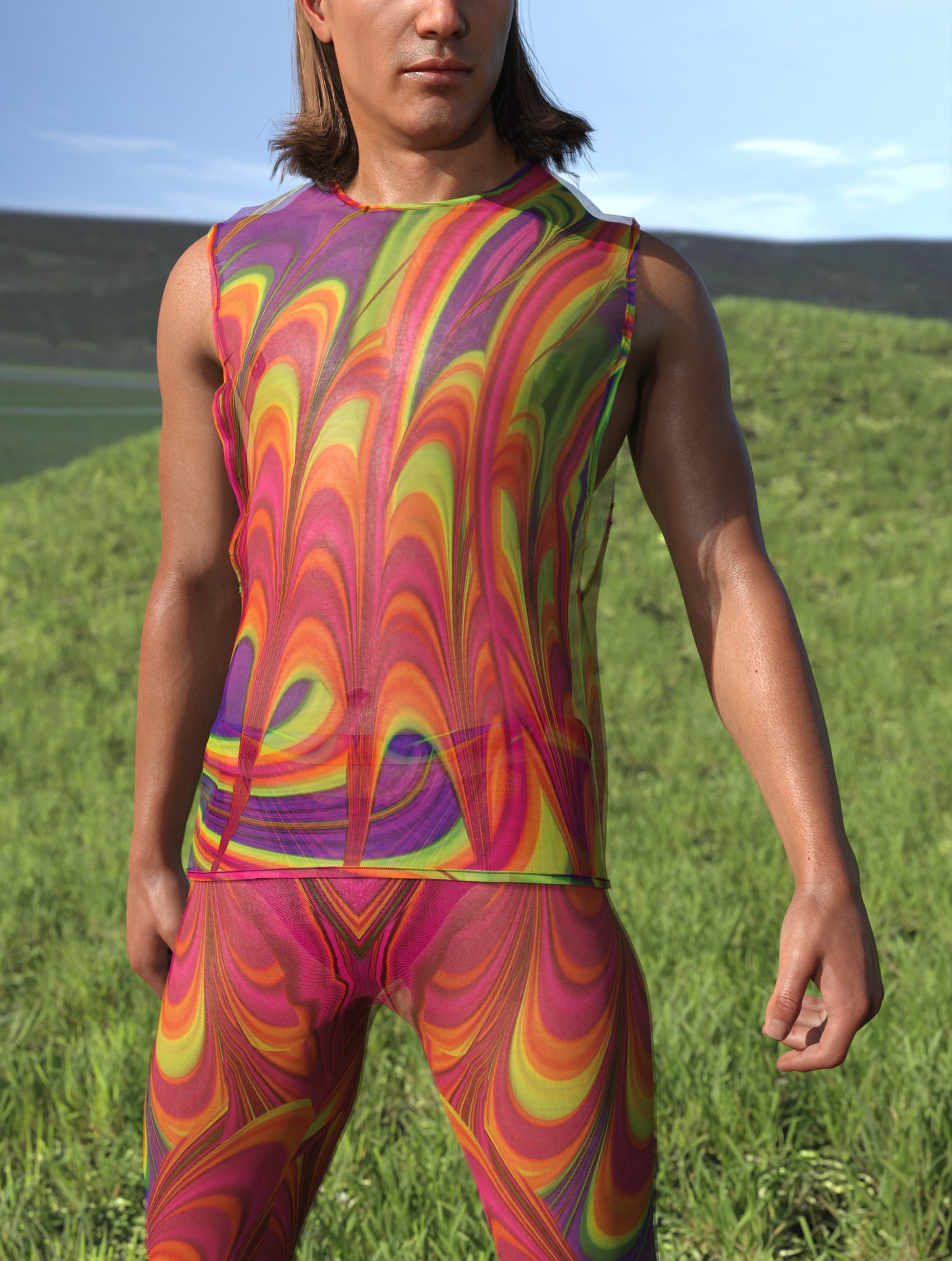 Dimension Lore Mesh Male Flared Pants 1