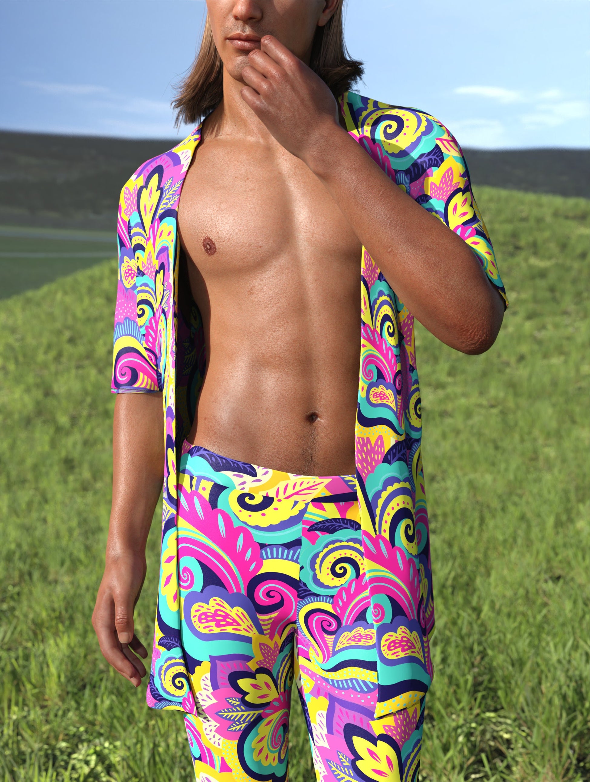 Summer Blossom Male Half Robe 1