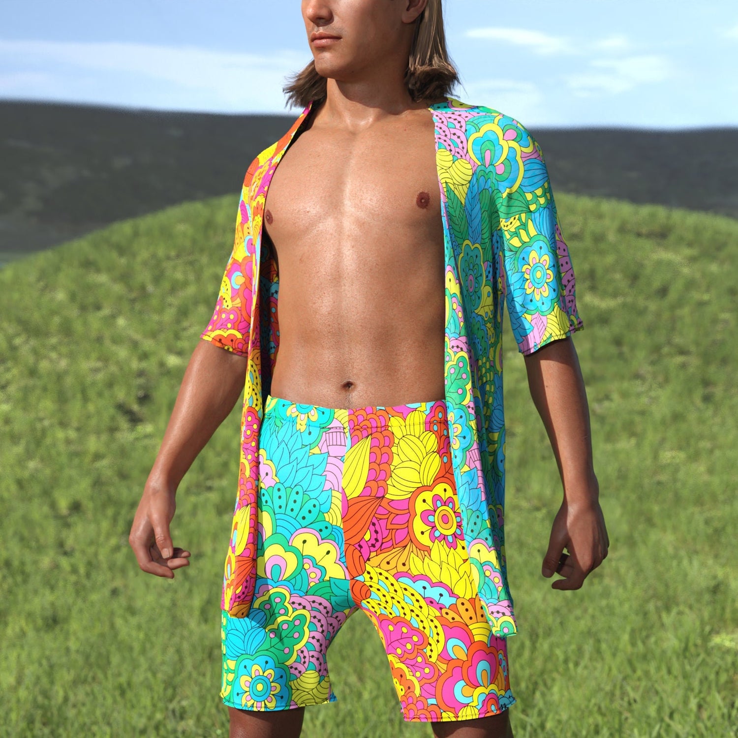 Nature's Wonder Male Half Robe Set Yellow